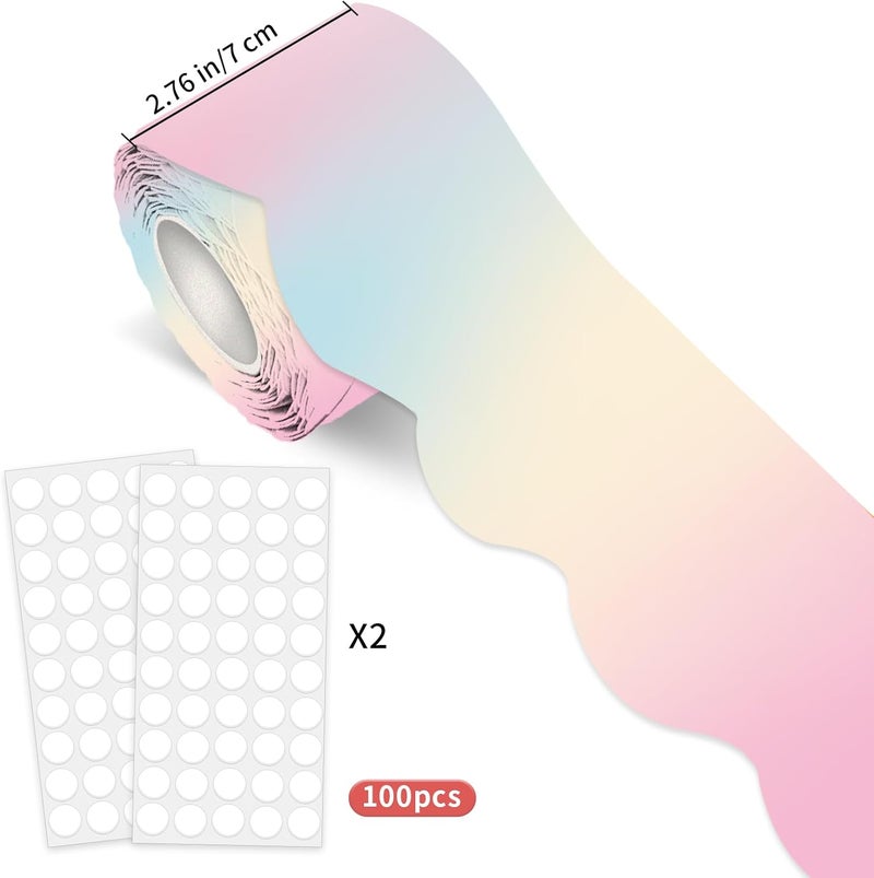 STARLIBOO 60 Feet Bulletin Board Borders, Gradient Pink Scalloped Rolled Border Trim for School, Classroom & Offices - Image 2